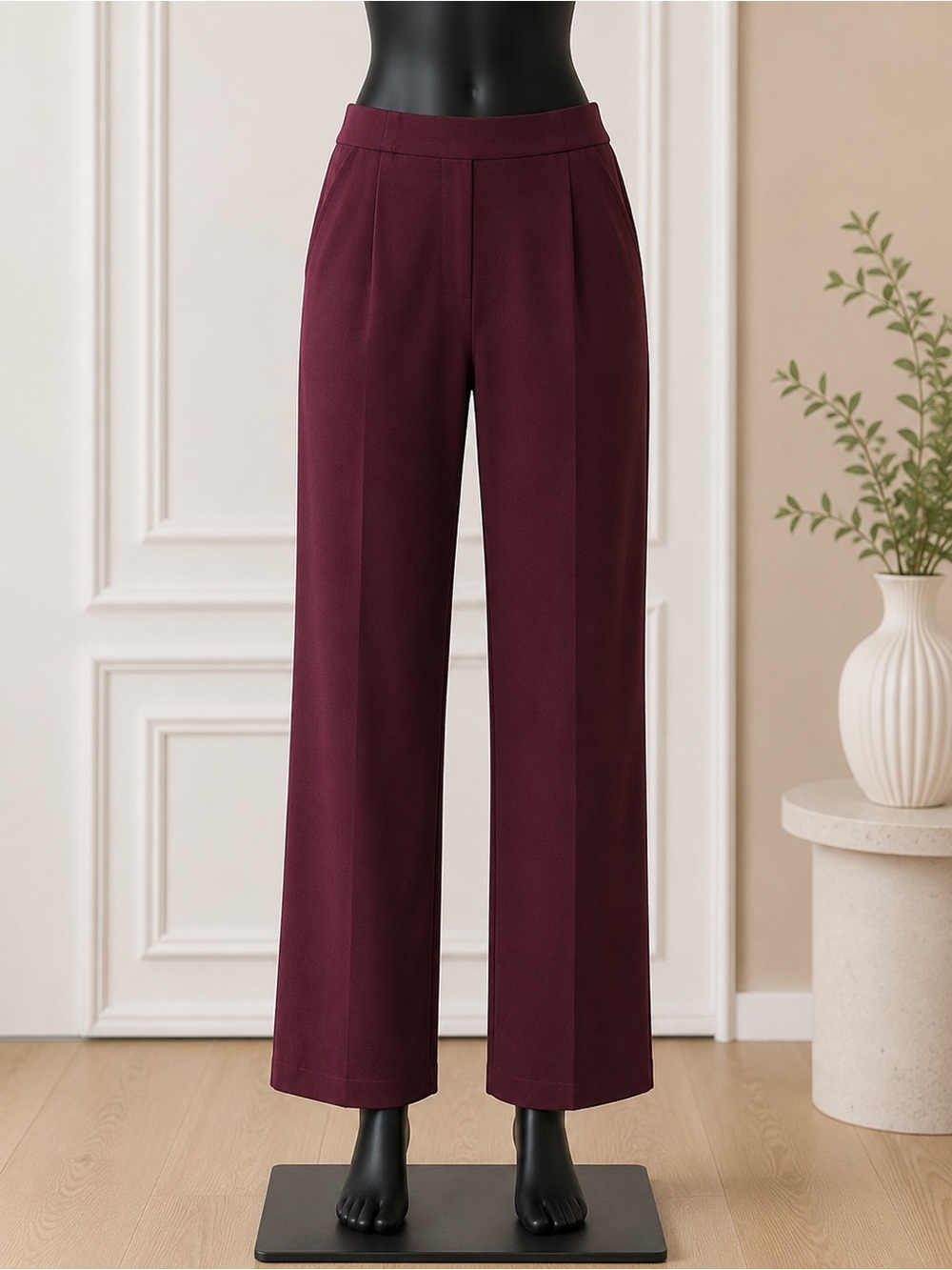 Commense Burgundy Wide Leg Trouser Pants NWT XL High Rise Office Career